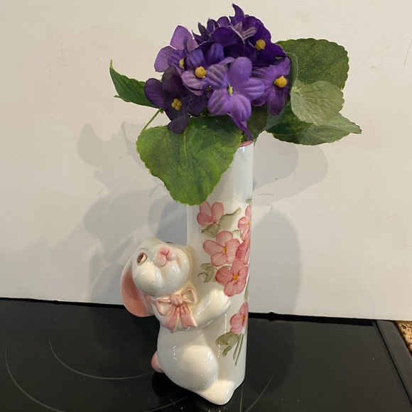 VINTAGE 1980s CERAMIC BUNNY VASE/FTD/WEISS/BRAZIL Hand Painted - Picture 2 of 11